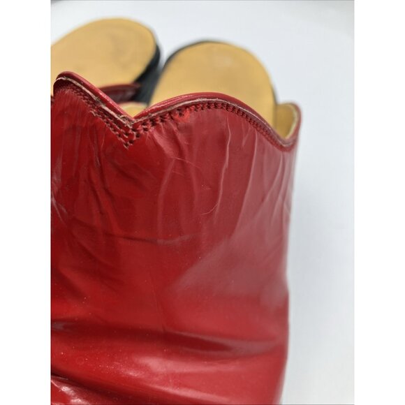 $1k  6 6.5 C Wide back At The Ranch Red Patent Cowgirl Mules Boots Santa Fe - Picture 7 of 10